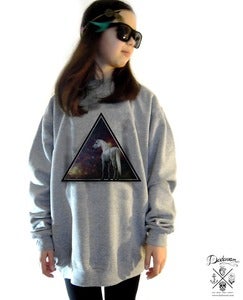 Image of Sweatshirt femme oversized Unicorn across the Universe
