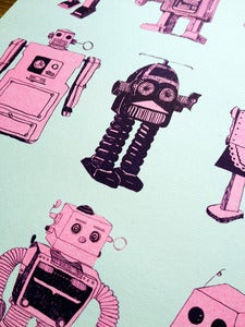 Image of ROBOTS - A4 2 COLOUR RISOGRAPH PRINT
