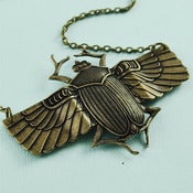 Image of Bronze Egyptian Deco Winged Beetle Necklace
