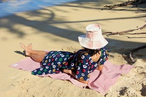 Image of Organic Cotton Hemp French Stripe Eco Friendly Sustainable Green Beach Bath Sheet Towel