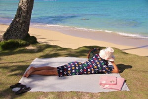 Image of Organic Cotton Hemp French Stripe Eco Friendly Sustainable X-Large Beach Bath Towel Blanket