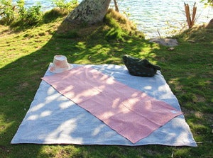 Image of Organic Cotton Hemp French Stripe Eco Friendly Sustainable X-Large Beach Bath Towel Blanket
