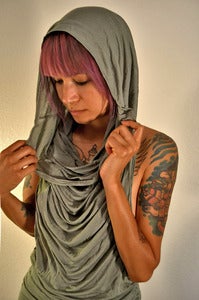 Image of Sinch Dress w/ Drapery Cowel- Sage Green