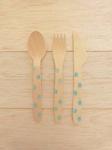 Image of Talheres Wood Blue DOTS (10 unidades por ref.)