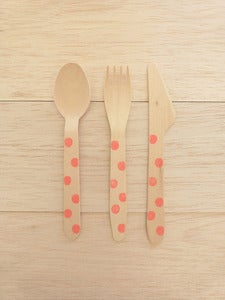 Image of Talheres Wood Coral DOTS (10 unidades por ref.)