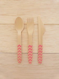 Image of Talheres Wood Pink CHEVRON (10 unidades por ref.)