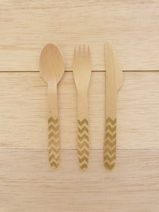 Image of Talheres Wood Gold CHEVRON (10 unidades por ref.)