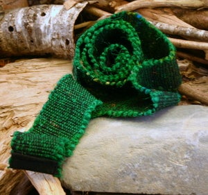 Image of Woven Reclaimed Sari Silk Strap: Green