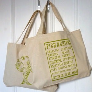 Image of Fish Supper shopper tote bag - lime