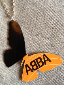Image of Vinyl record necklace Butterfly ABBA