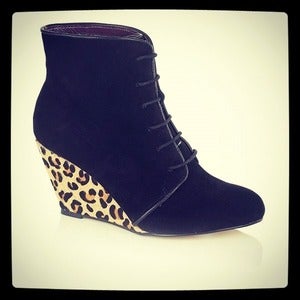 Image of Ravel kindy leopard print wedge black velvet boot