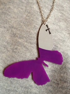Image of Vinyl record necklace Butterfly Purple