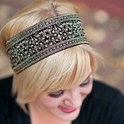 Image of Black and Gold Embroidered Velvet Headband by Bethany Lorelle 