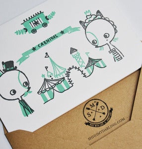 Image of "CARNIVAL" letterpress card set | 4pcs
