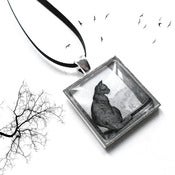 Image of Silver Cat at the Window Pendant