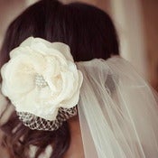 Image of Ivory Bridal Silk Organza Flower with Swarovski Crystal Accent