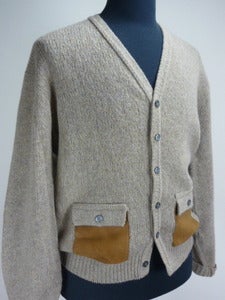 Image of 50s wool cardigan w/ elbow patches