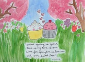 Image of Original Artwork: 8x10 inch Watercolor Cupcake Love ee cummings