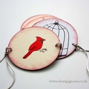 Image of Red cardinal (sleepy hollow) thaumatrope optical illusion toy