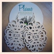 Image of Wood Earrings- white