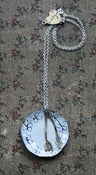 Image of Knife and fork on an enamel plate (with flowers) necklace