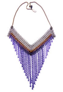 Image of Tonal purple chain and chainmaille fringed necklace 