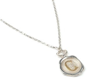Image of Personalised Polished Silver/Oxidised Wax Seal Necklace (A-Z)