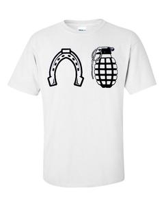 Image of CLOSE ONLY COUNTS IN HORSE SHOES AND HAND GRENADES ALMOST T-SHIRT