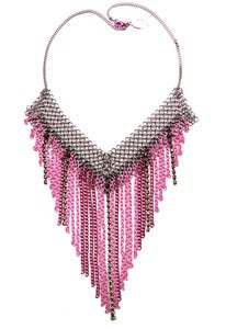 Image of Tonal pink chain, chainmaille and crystal fringed necklace + colors
