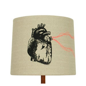 Image of Anatomy Lamp Shade - Heart, with Neon Embroidery