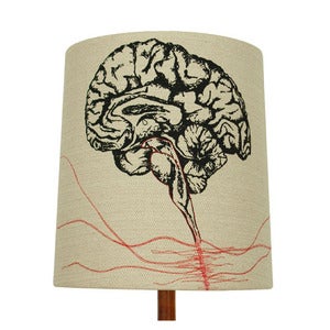 Image of Anatomy Lamp Shade - Brain, with Red Embroidery