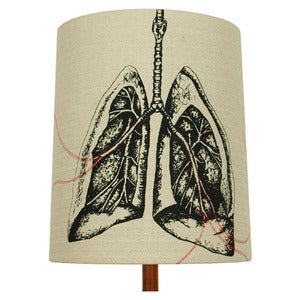 Image of Anatomy Lamp Shade - Lungs No. 1, with Red Embroidery