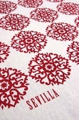 Image of "Sevilla" handprinted fabric {red} + {turquoise}