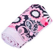Image of Personalized Minky Baby Blanket -- Gray & Pink Flower Shower