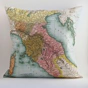 Image of Vintage TUSCANY Map Pillow, Made to Order 18"x18" Cover