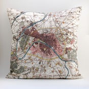 Image of Vintage PARIS + ENVIRONS Map Pillow, Made to Order 18" x18" Cover