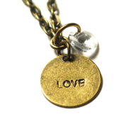 Image of birthstone love necklace - antiqued brass