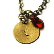 Image of january initial necklace - antiqued brass