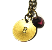 Image of february initial necklace - antiqued brass