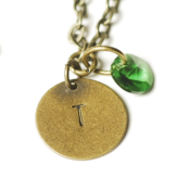 Image of may initial necklace - antiqued brass