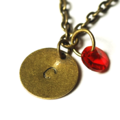 Image of july initial necklace - antiqued brass