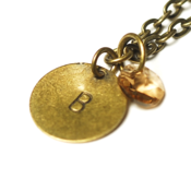 Image of november initial necklace - antiqued brass
