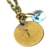 Image of december initial necklace - antiqued brass