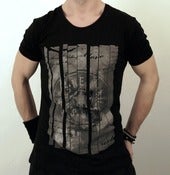 Image of Mens black 'strip design' scoop neck T-Shirt
