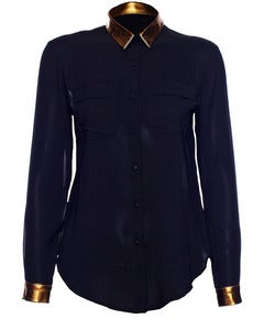 Image of Capulet > Gold leather trim > Black Shirt 