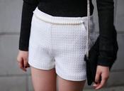 Image of Ivory Shorts with Pearl Chain Detail