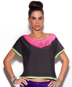 Image of Crop Top w/ Fringe Colar
