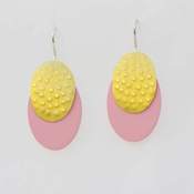 Image of earhanger, melamin, rolled gold, rose oval