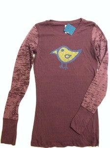 Image of bird - ladies combo long sleeve - plum