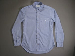 Image of Buckshot Sonny's Blue Striped Pinpoint Vacation Shirt